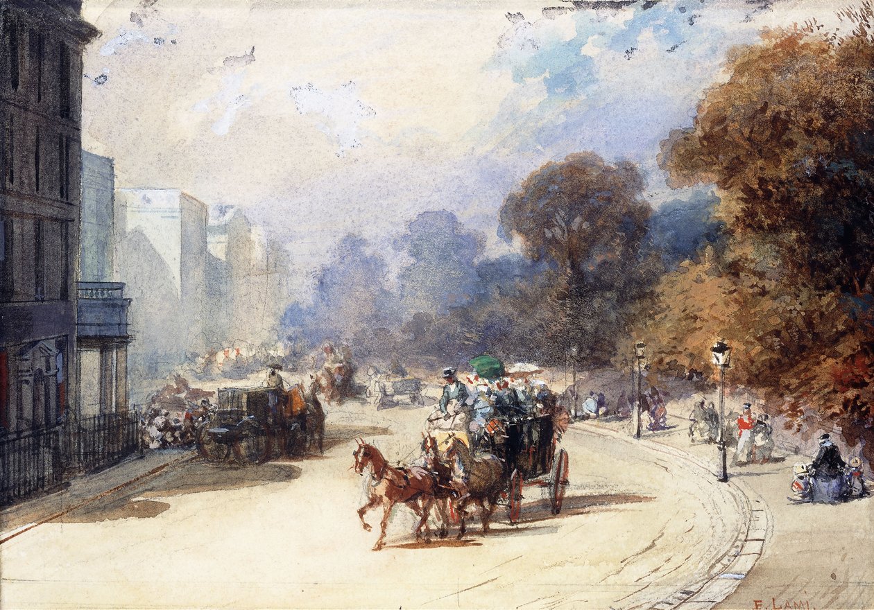 A Carriage at Hyde Park Corner, London by Eugene Louis Lami