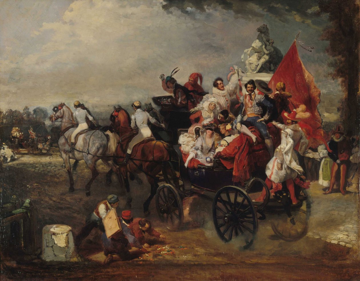 Carnival scene, Place de la Concorde by Eugene Louis Lami