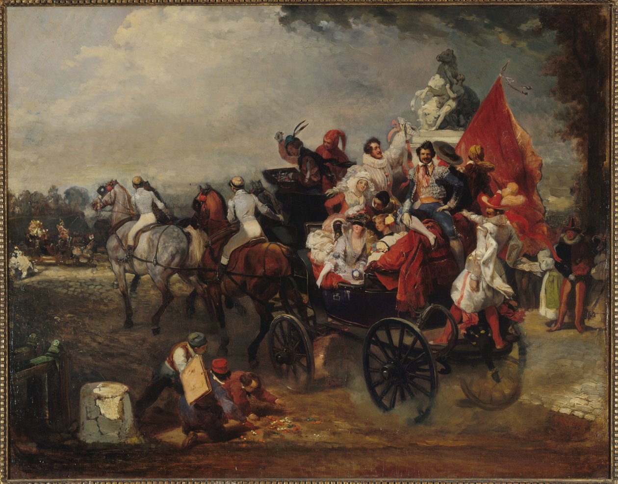 Carriage with Men and Women in Costume on the Champs-Elysees, 1834 by Eugene Louis Lami
