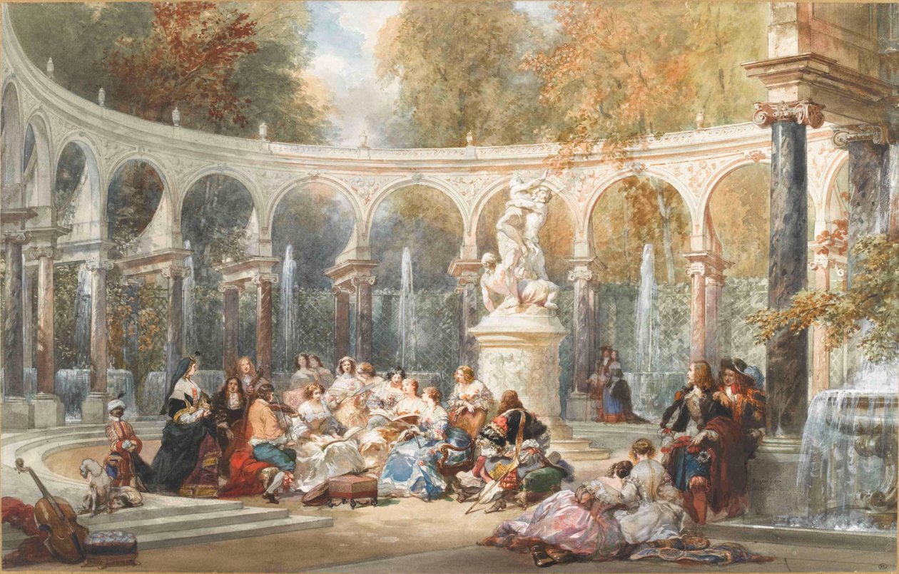 Society at the Bosquet de la Colonnade in the Garden of Versailles by Eugene Louis Lami