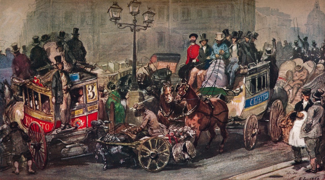Traffic Trouble in 50, 19th century by Eugene Louis Lami