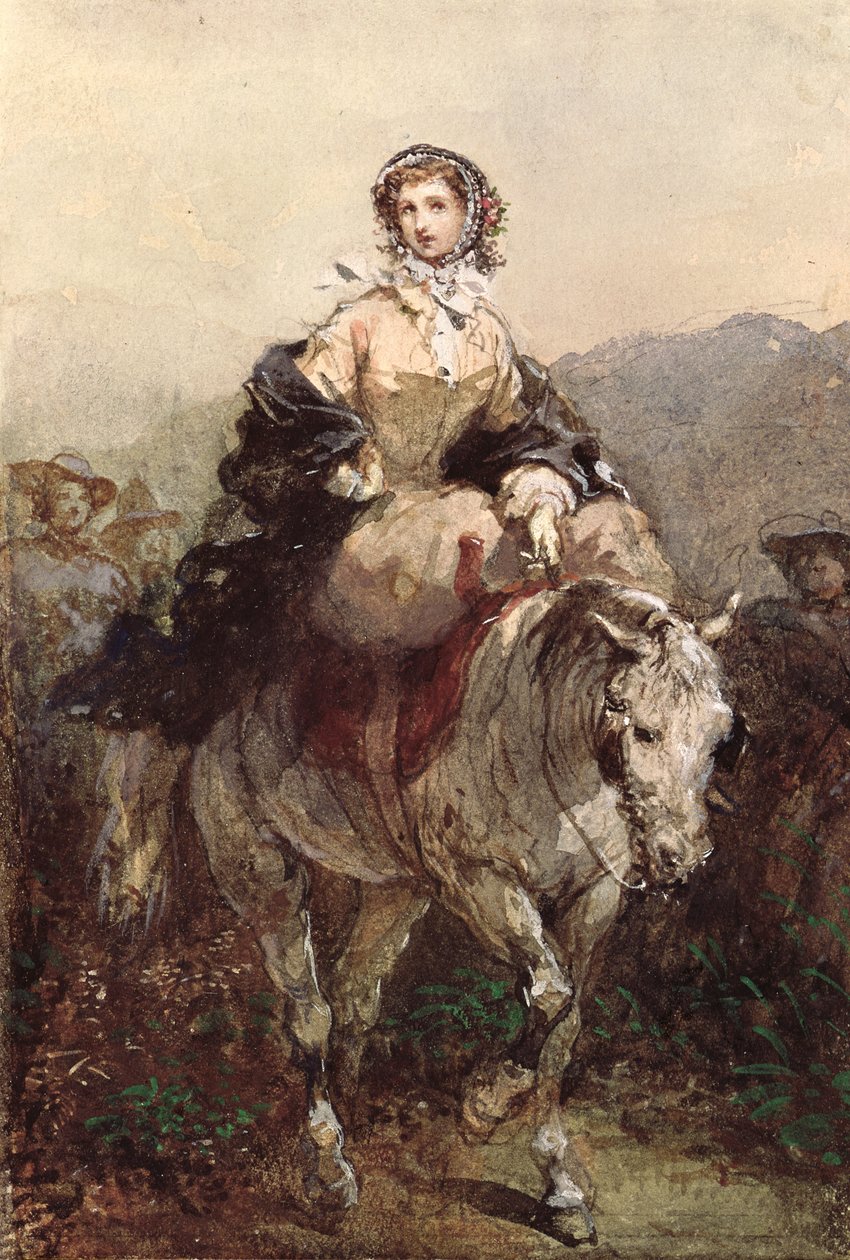 Young Woman on a Horse by Eugene Louis Lami