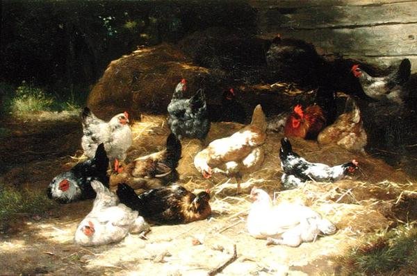 Chickens by Eugene Remy Maes