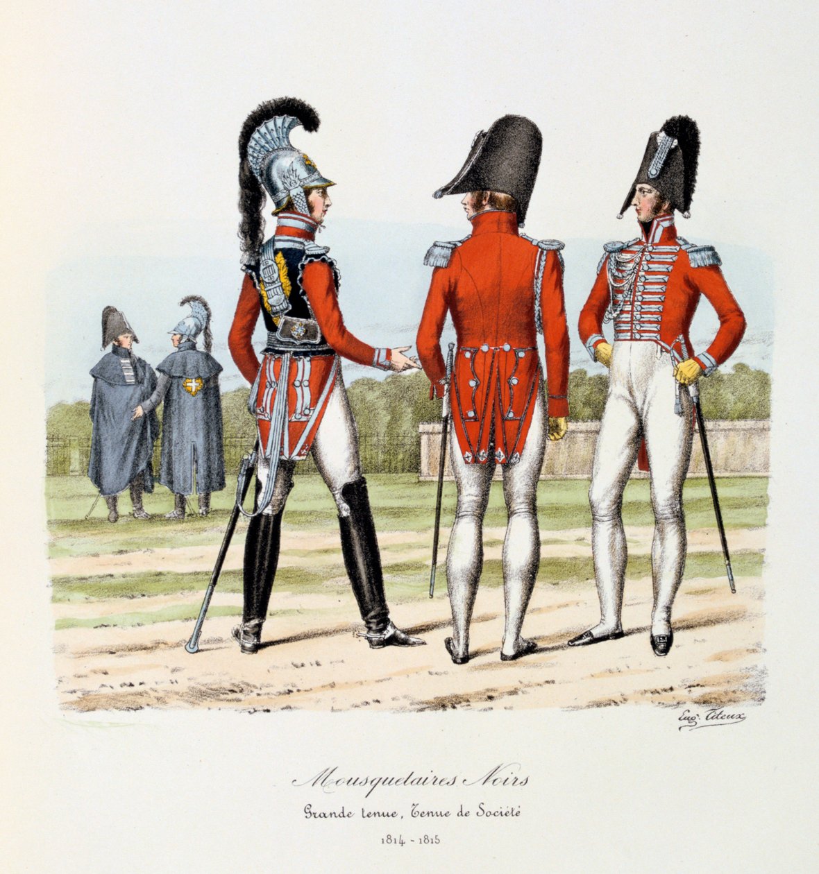 Mousquetaires Noirs, Grande Tenue and Tenue de Société, 1814-15 by Eugene Titeux