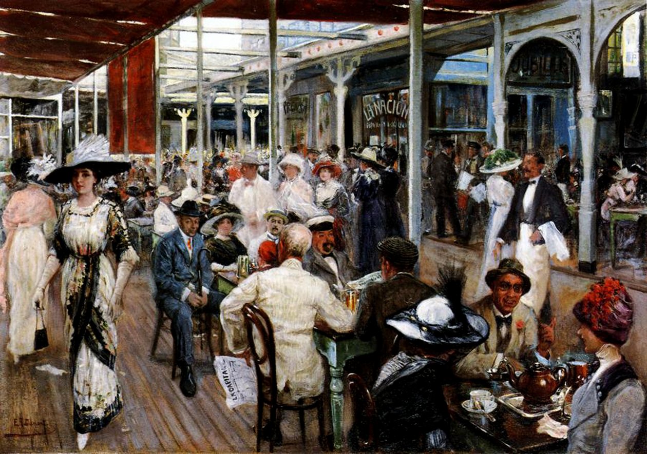 The Terrace of a Cafe, Mar del Plata, Argentina by Eugenio Alvarez Dumont