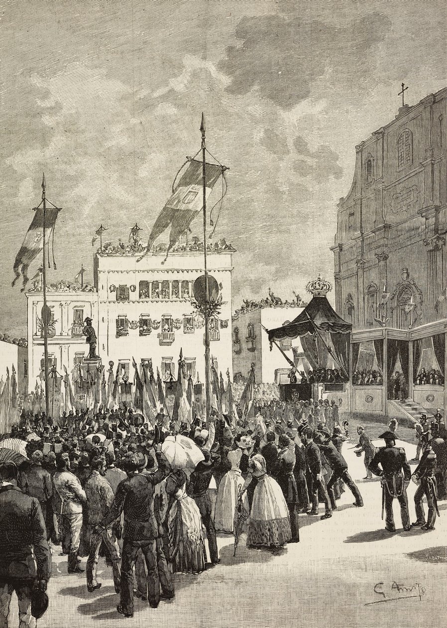 Unveiling of monument to Victor Emmanuel II in presence of Umberto I by Eugenio Maccagnani