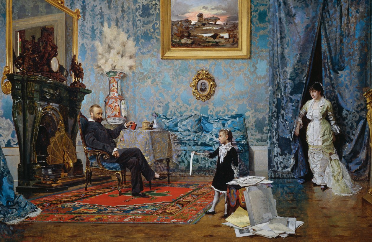 The Fabricci family, ca 1880 by Eugenio Scomparini