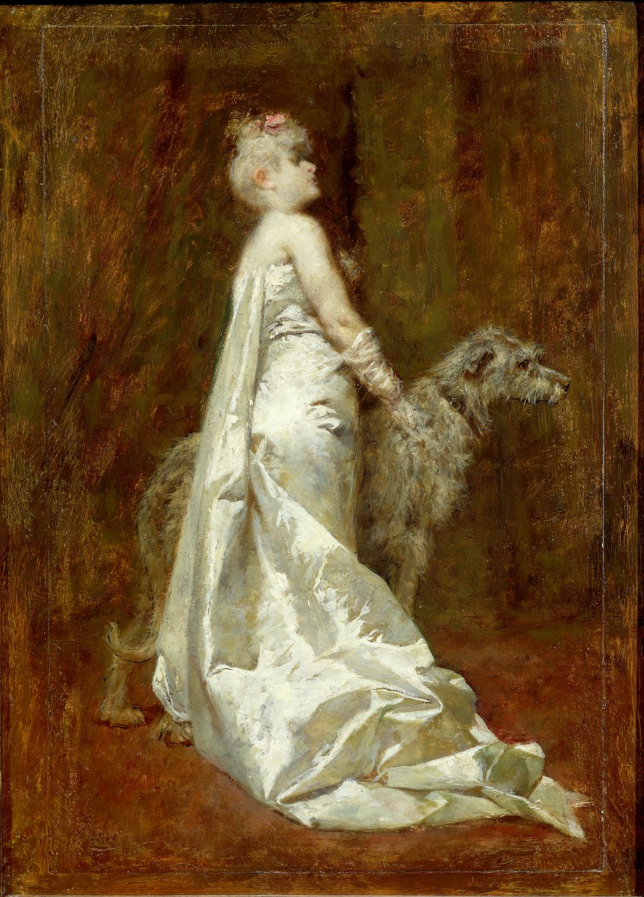 White Dress and Dog by Eugenio Scomparini