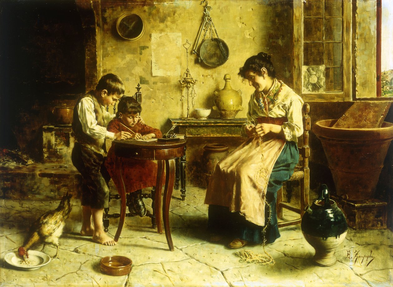 The Writing Lesson by Eugenio Zampighi