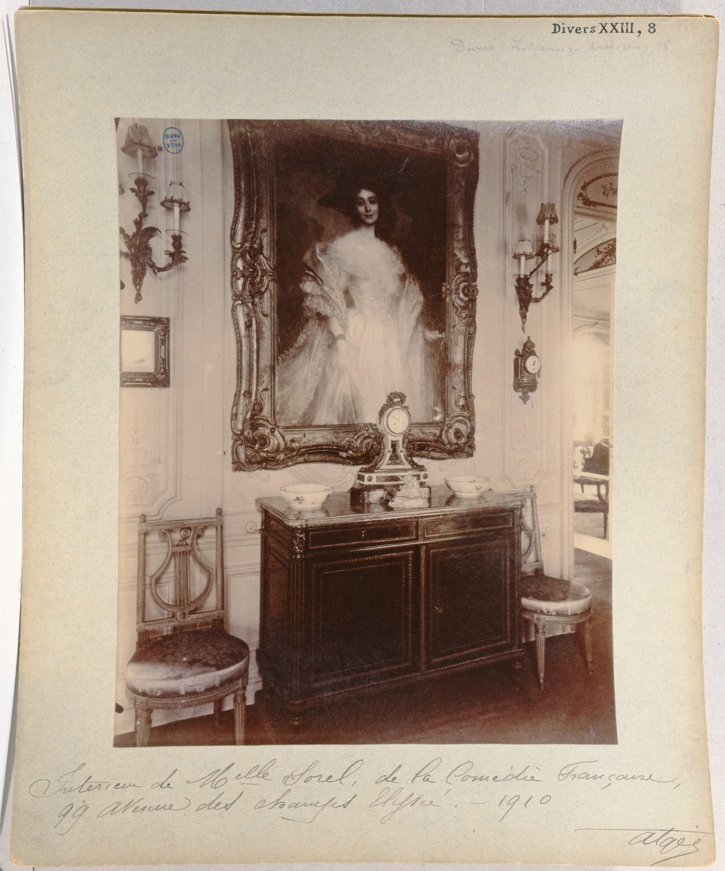 Interior of the Home of Cecile Sorel at 99 Avenue des Champs Elysees, 1910 by Eugène Atget