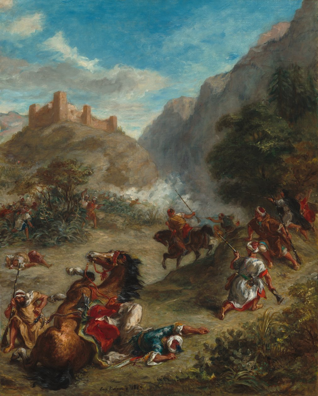 Arabs Skirmishing in the Mountains by Ferdinand Victor Eugene Delacroix