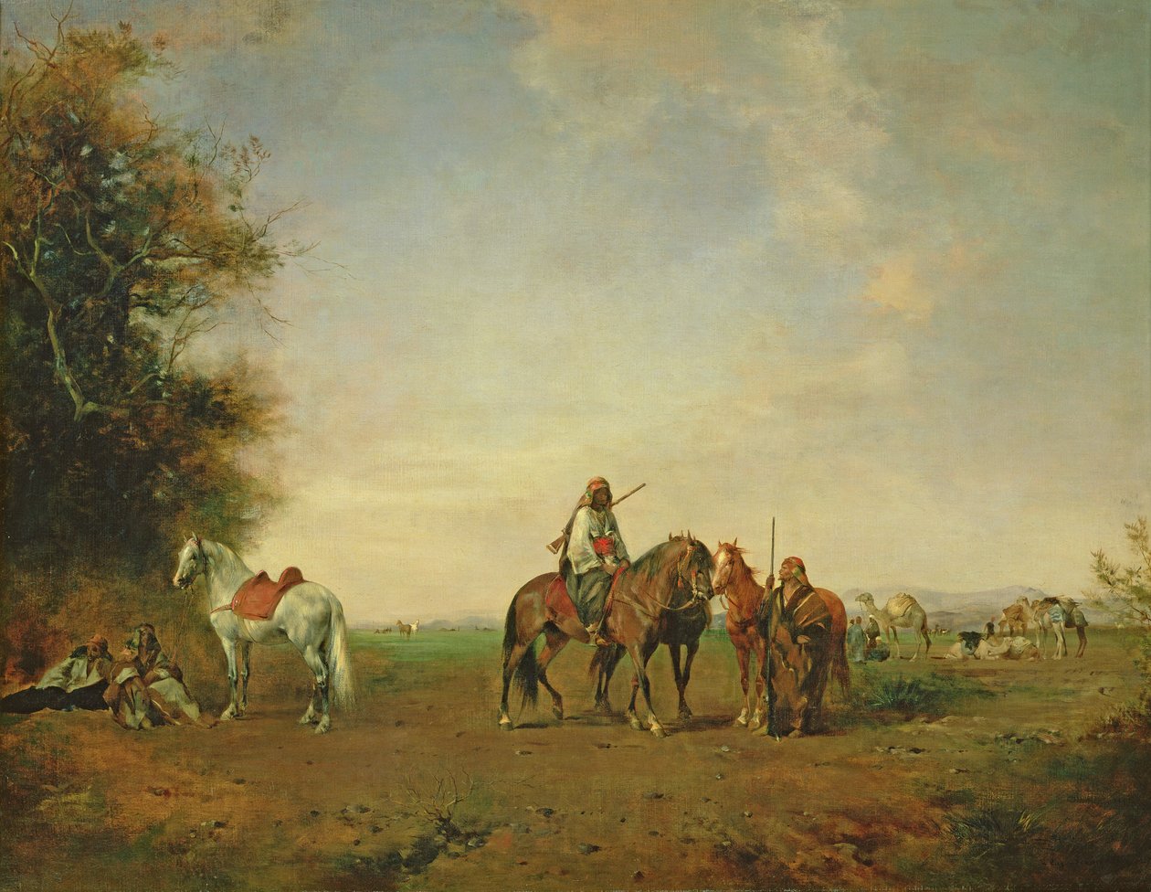 Resting Place of the Arab Horsemen on the Plain by Eugène Fromentin
