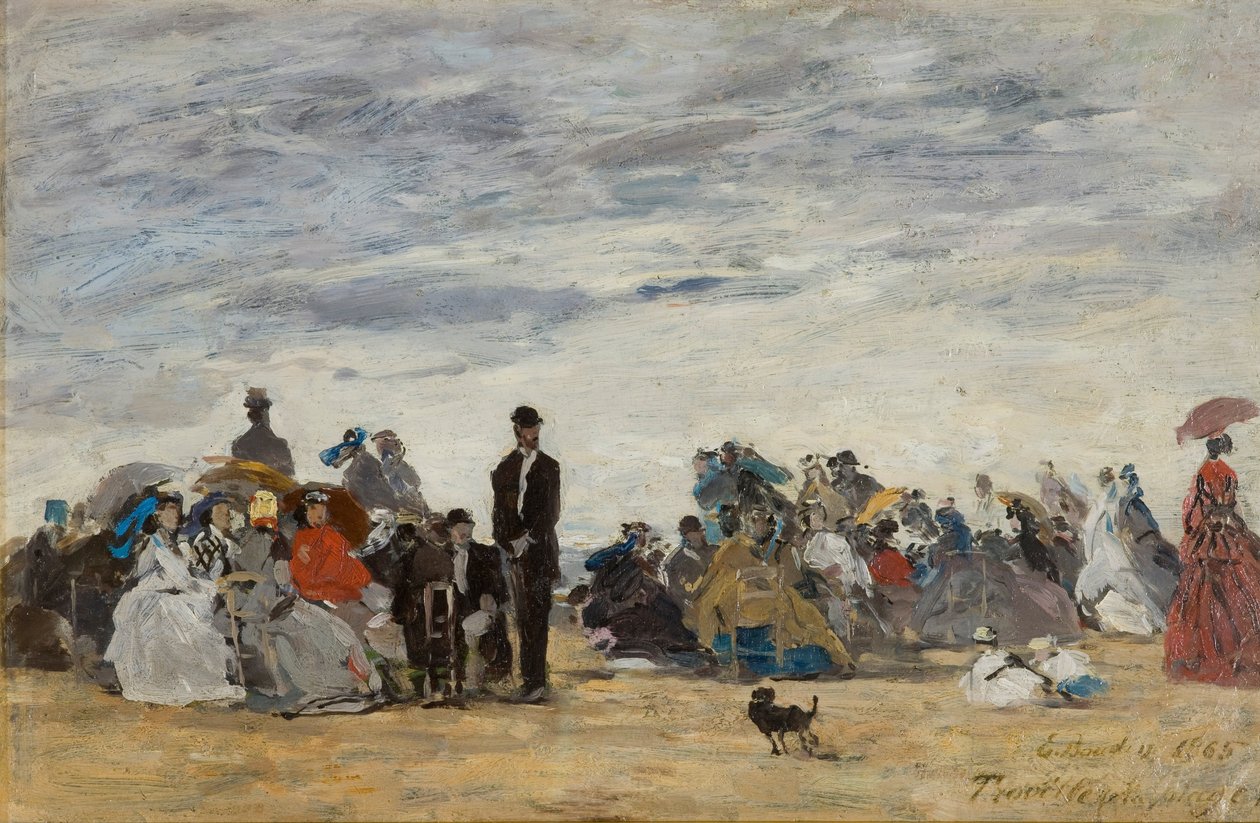 The Beach at Trouville by Eugene Louis Boudin