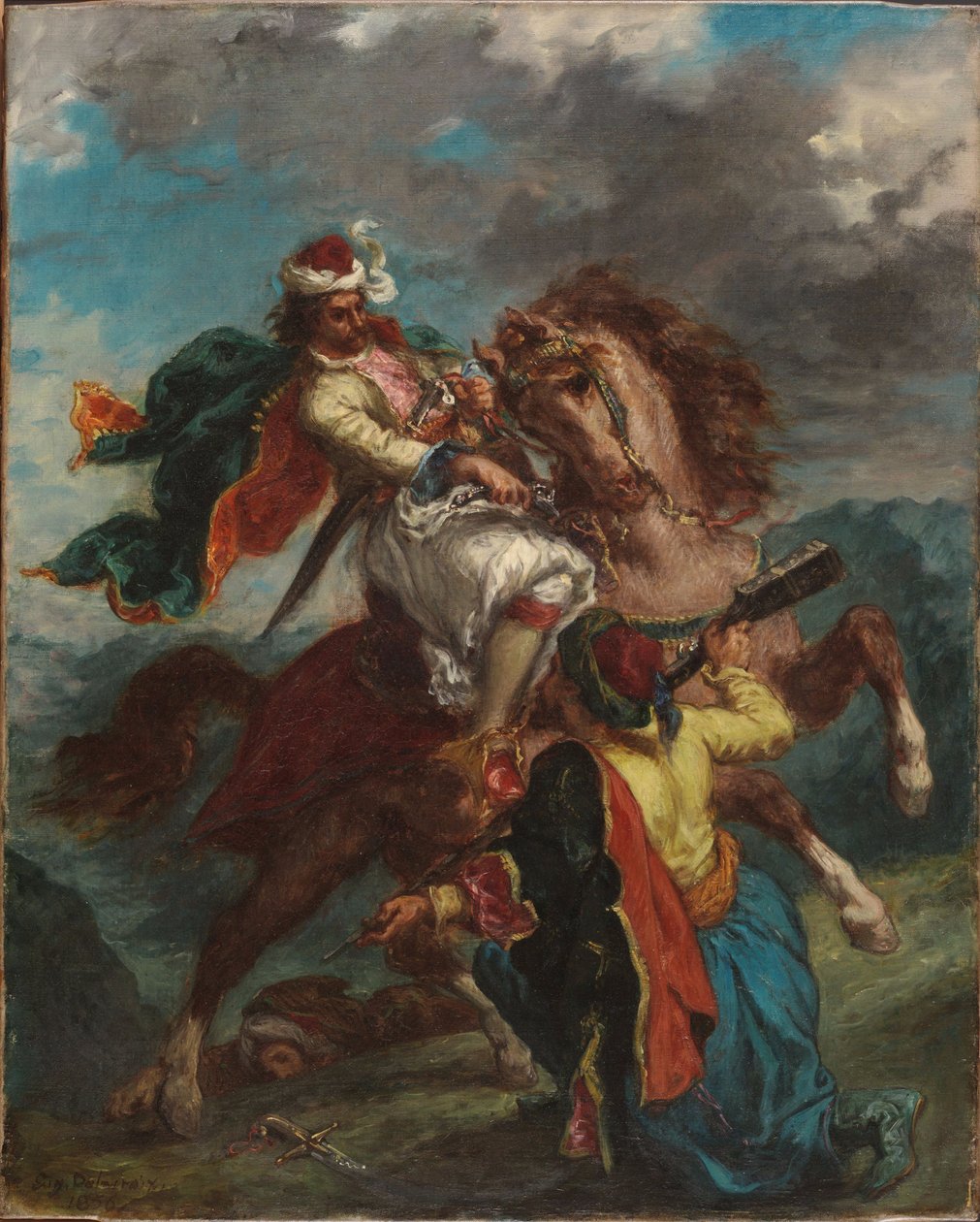 A Turk Surrenders to a Greek Horseman by Eugène Delacroix