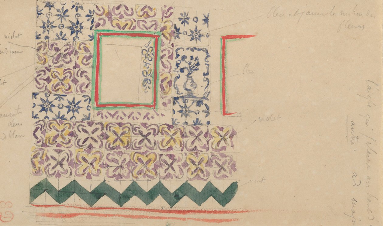 A Wall Decorated in Spanish Tiles by Eugène Delacroix