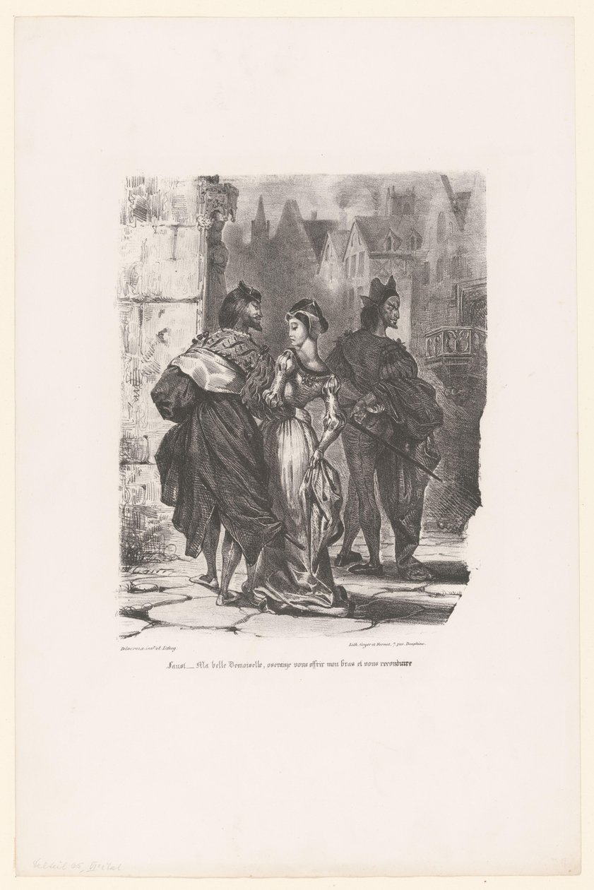 Faust Tries to Seduce Gretchen (series title: Faust, Tragedy by Goethe) by Eugène Delacroix