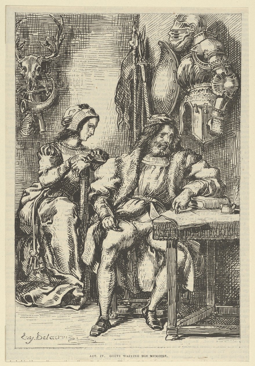 Goetz von Berlichingen Writing His Memoirs by Eugène Delacroix
