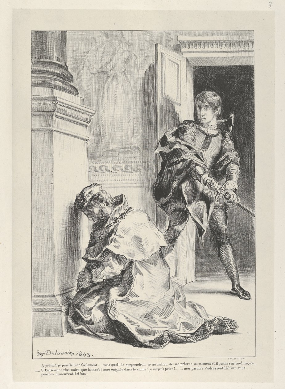 Hamlet Attempts to Kill the King by Eugène Delacroix