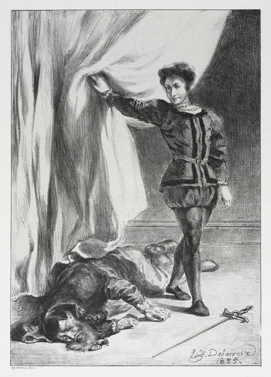 Hamlet: Hamlet and the Corpse of Polonius by Eugène Delacroix