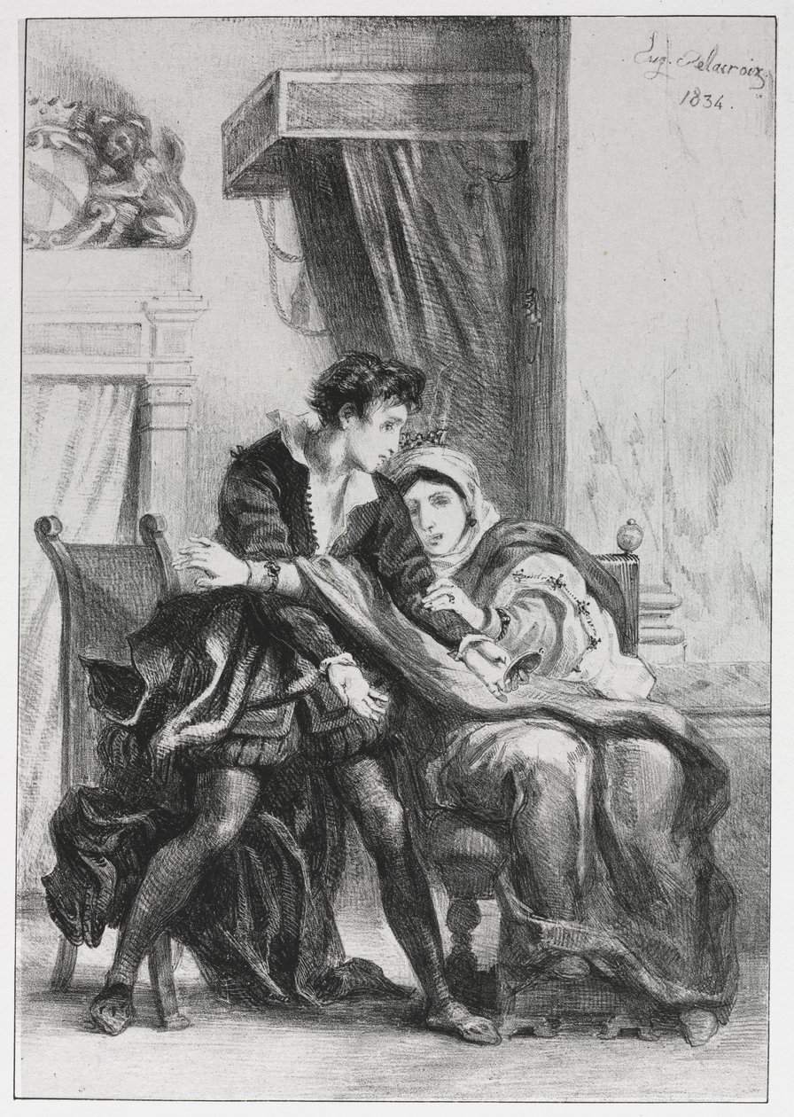 Hamlet: Hamlet and the Queen by Eugène Delacroix