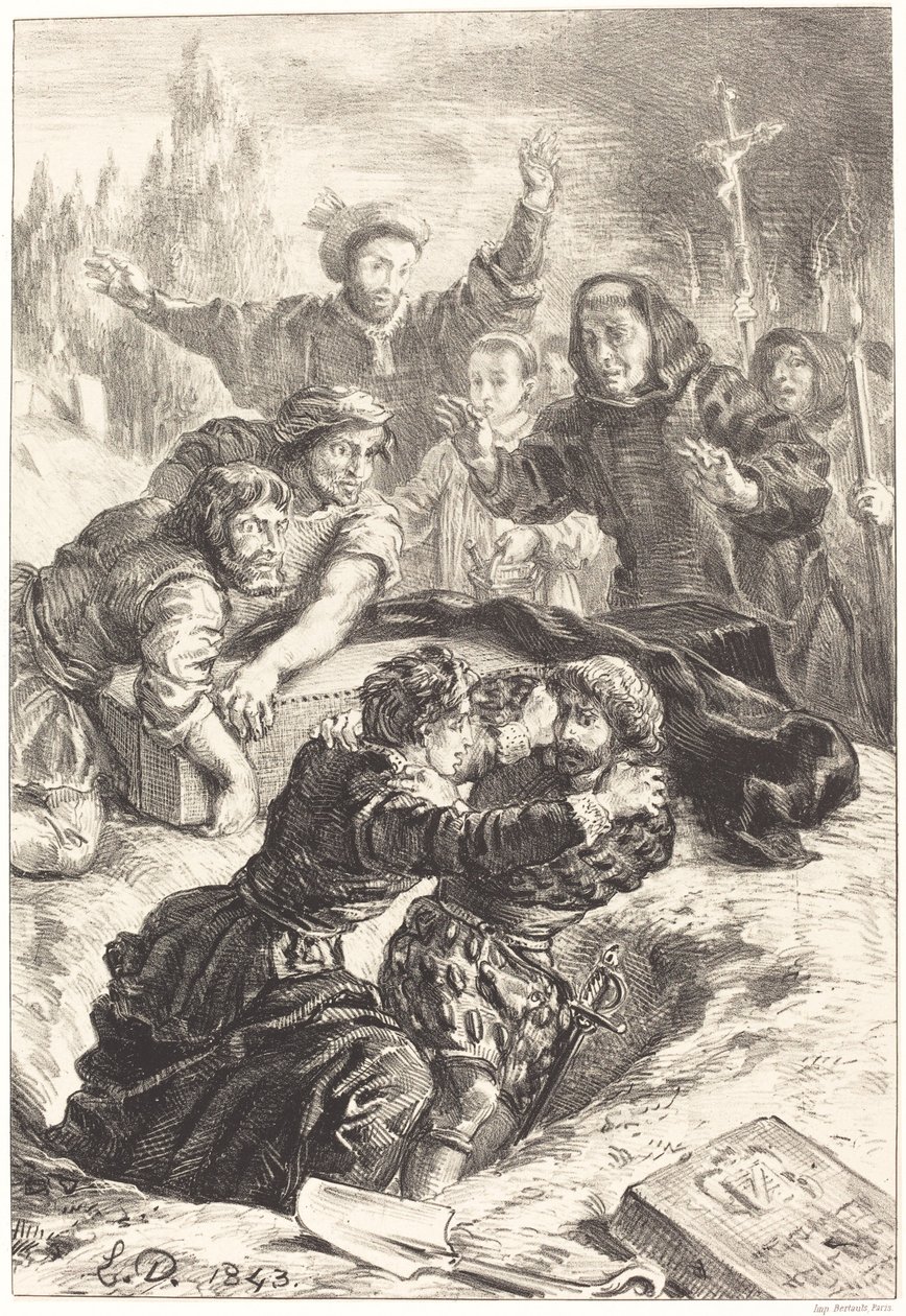 Hamlet and Laertes in the Grave of Ophelia (Act V, Scene I) by Eugène Delacroix