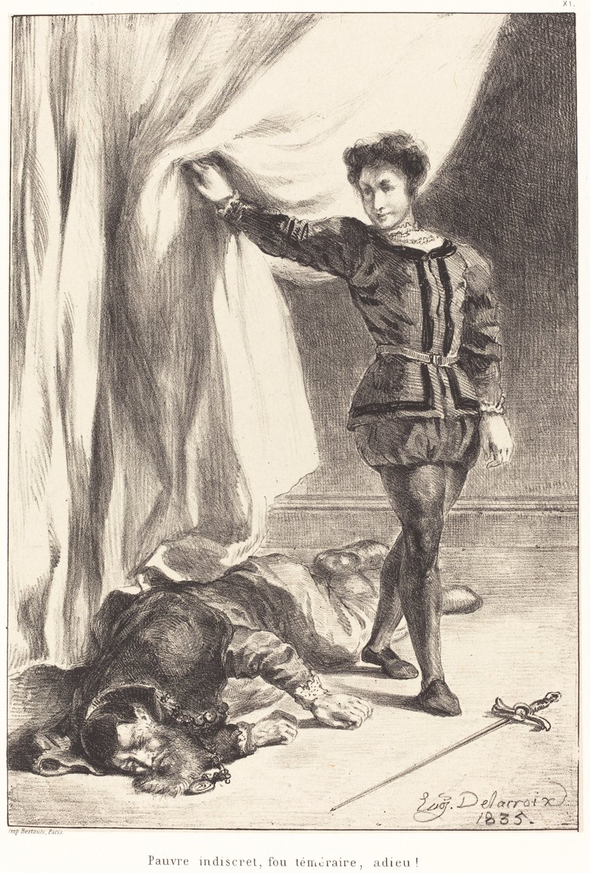 Hamlet and the Body of Polonius (Act III, Scene IV) by Eugène Delacroix