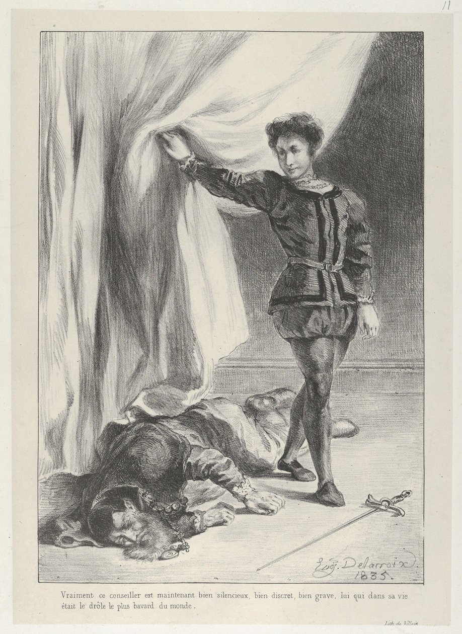 Hamlet and the Corpse of Polonius by Eugène Delacroix