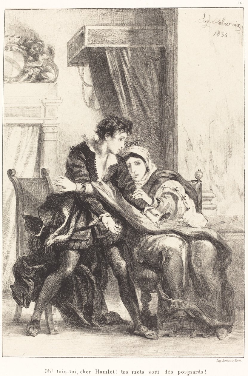 Hamlet and the Queen (Act III, Scene IV) by Eugène Delacroix