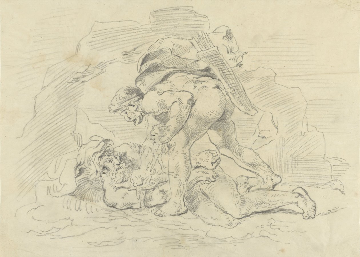 Hercules Binding Nereus by Eugène Delacroix