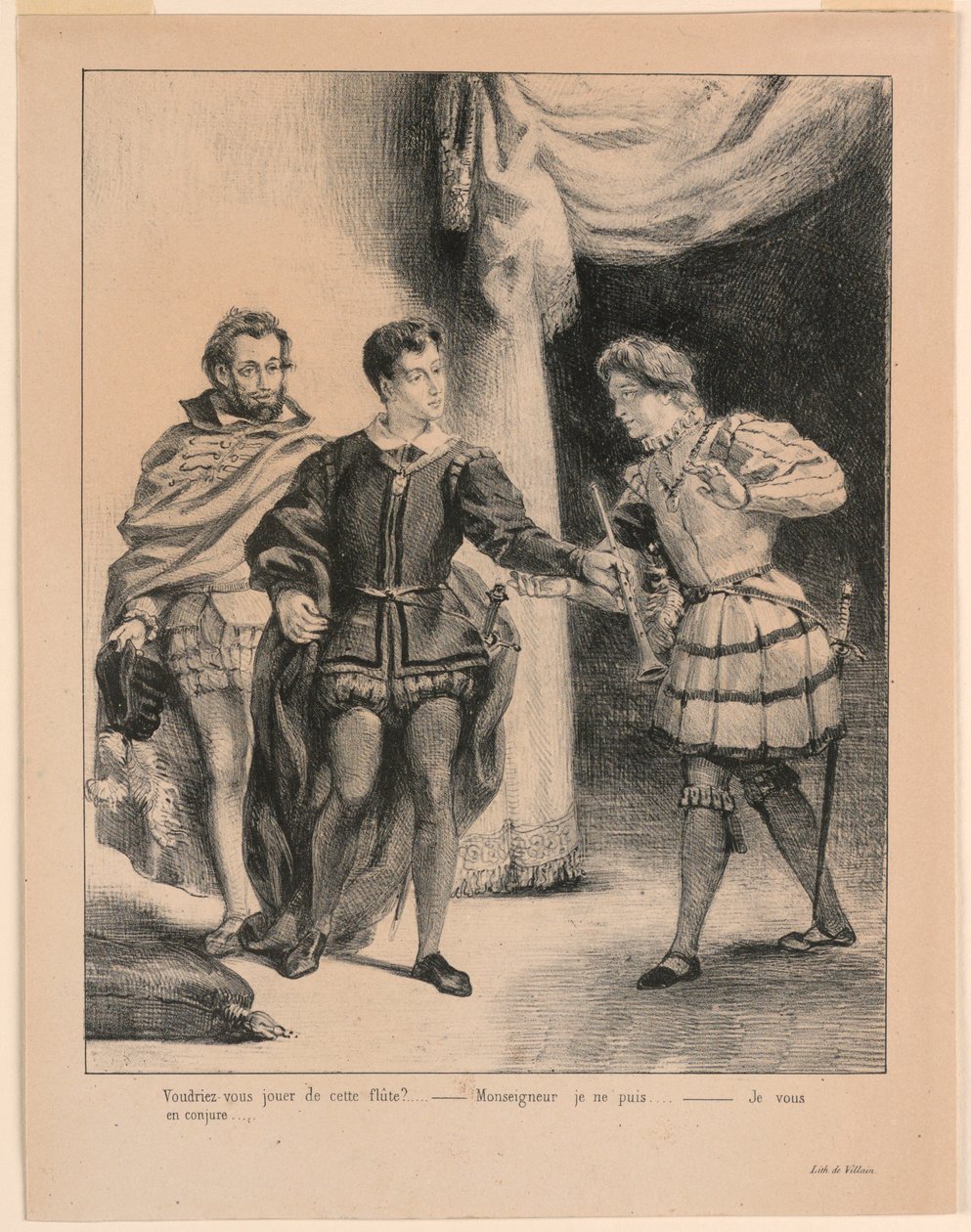 Illustration for Hamlet: Hamlet and Guildenstern (III,2) by Eugène Delacroix