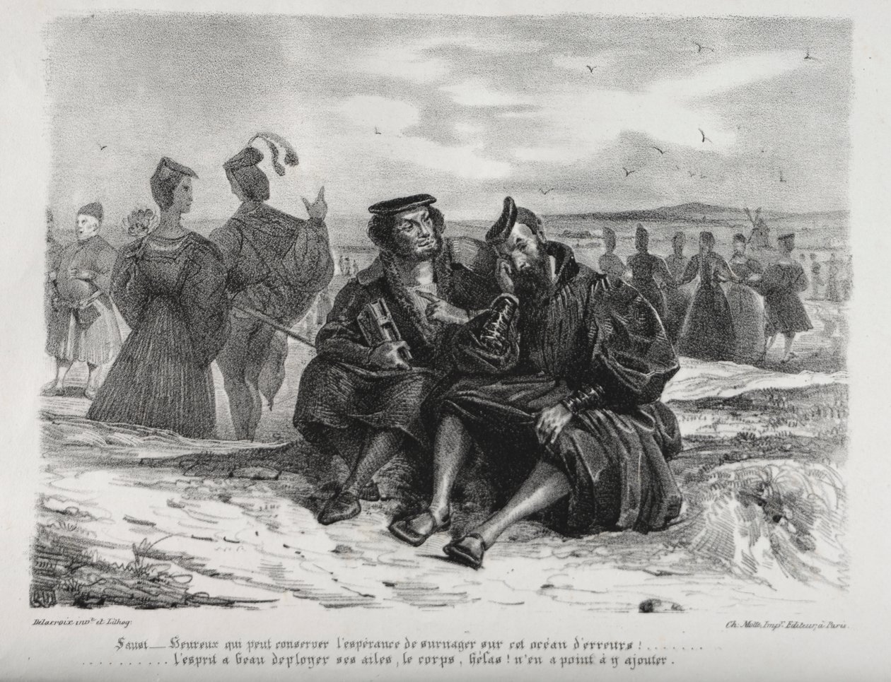 Illustrations for Faust: Faust and Wagner by Eugène Delacroix