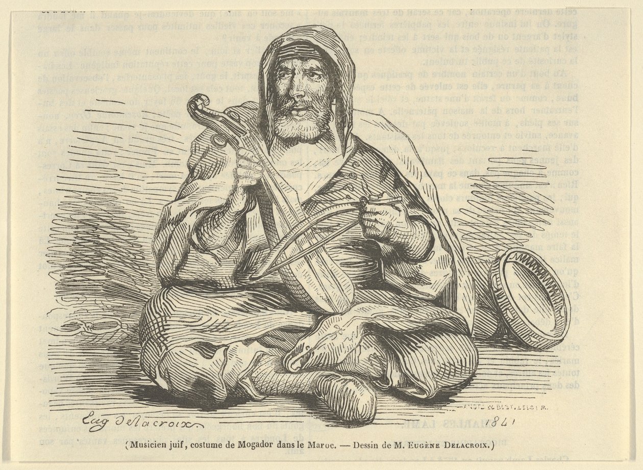 Jewish Musician in Mogador Costume, Morocco, 1842 by Eugène Delacroix