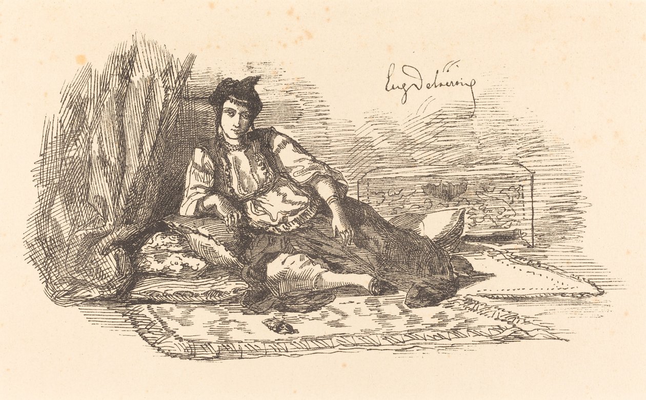 Jewish Woman of Algiers and a Street in Algiers by Eugène Delacroix