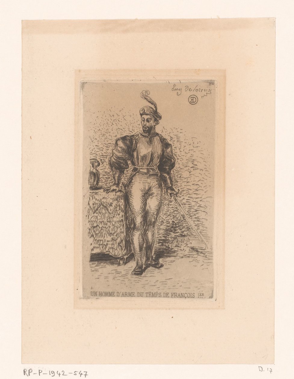 Soldier with sword by Eugène Delacroix