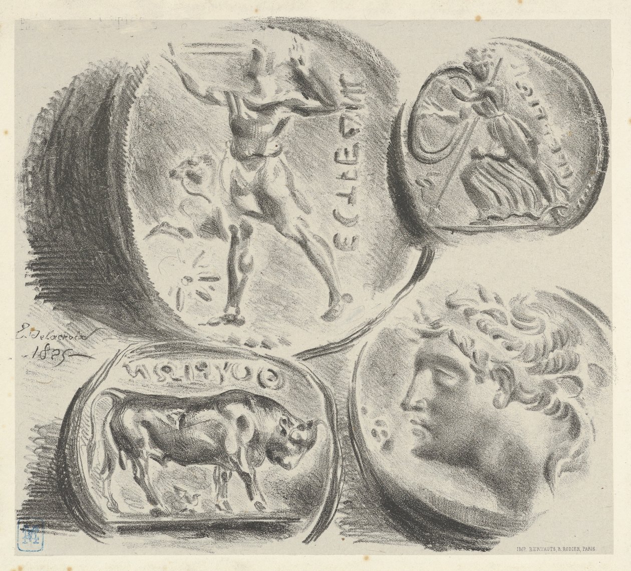 Studies of Four Greek Coins, 1825 by Eugène Delacroix