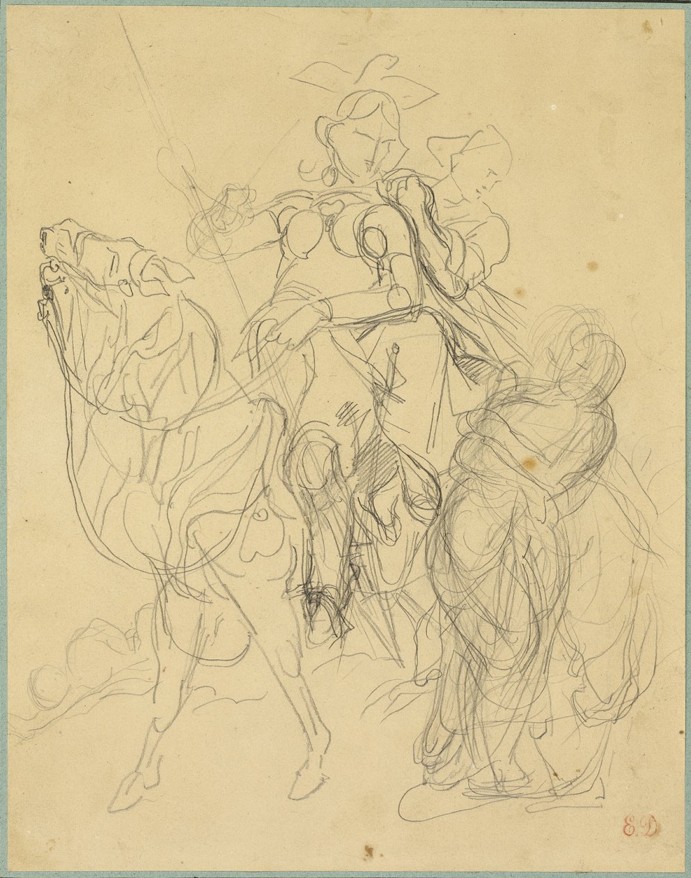 Study for Marphise and the Mistress of Pinabel by Eugène Delacroix