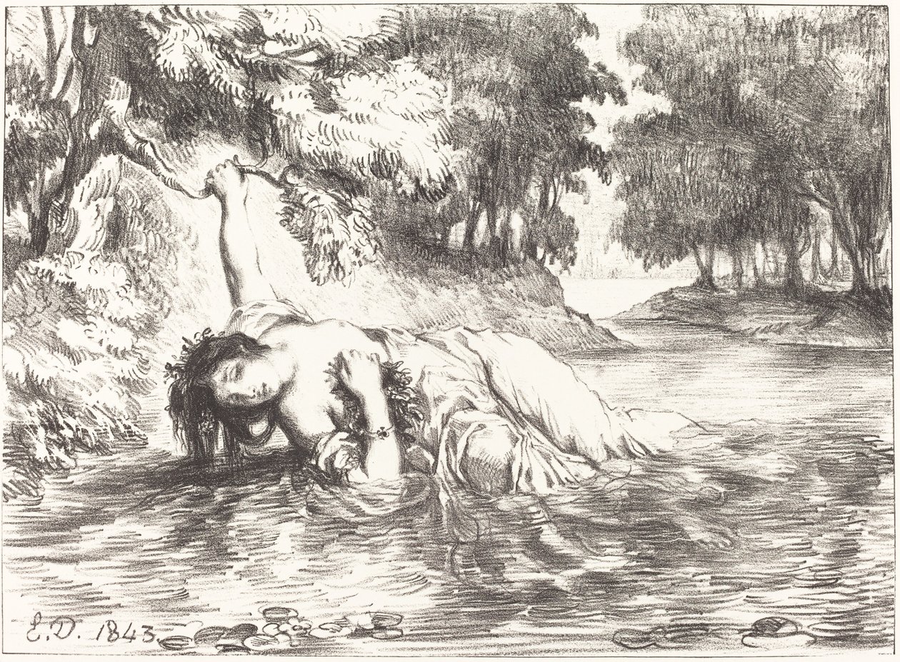 The Death of Ophelia (Act IV, Scene VII) by Eugène Delacroix