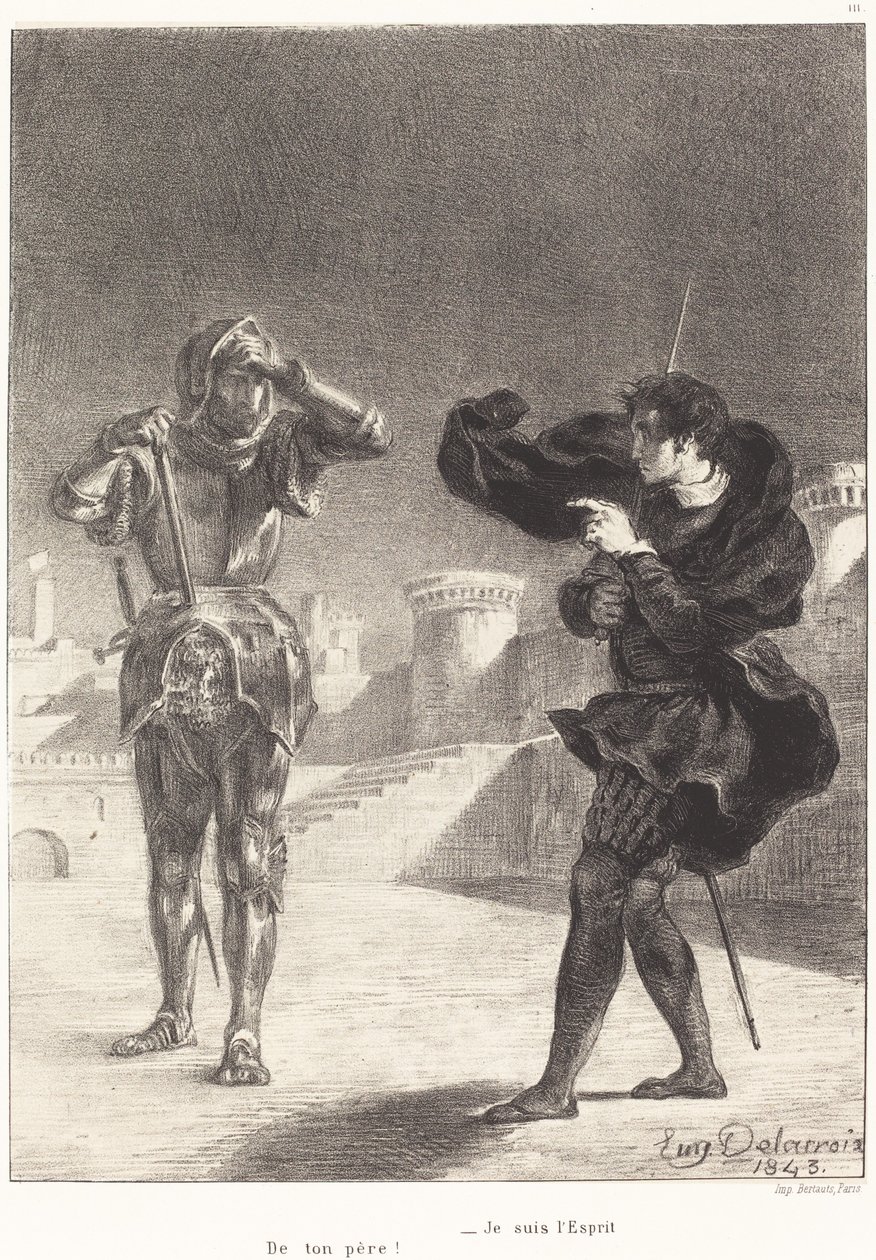 The Ghost on the Terrace (Act I, Scene V) by Eugène Delacroix