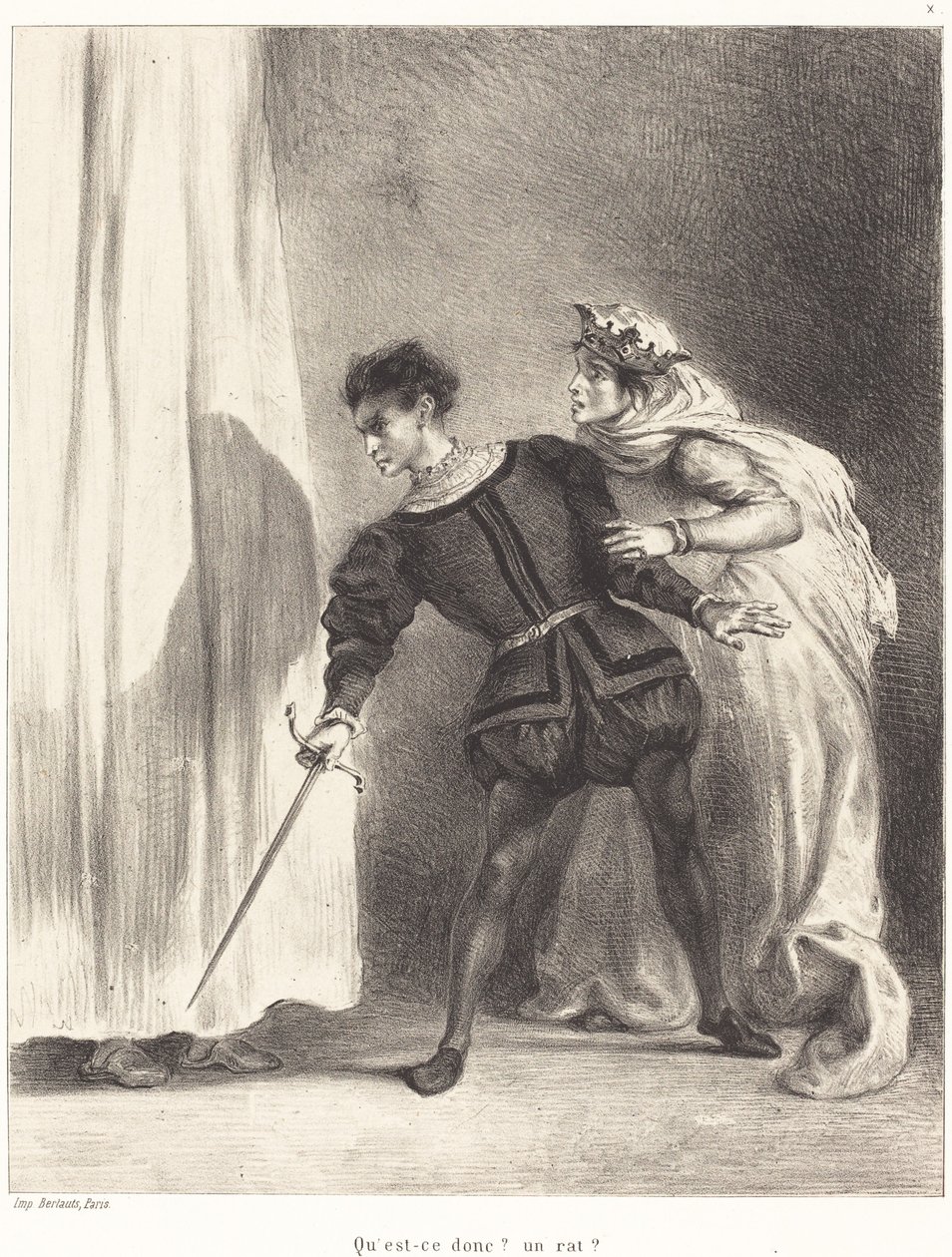 The Murder of Polonius (Act III, Scene IV) by Eugène Delacroix