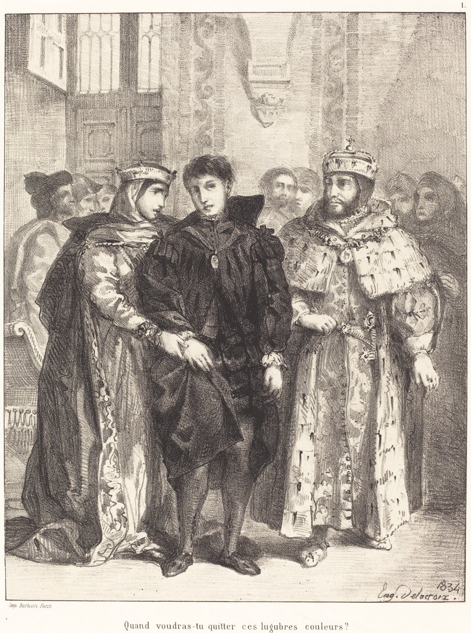 The Queen Tries to Console Hamlet (Act I, Scene II) by Eugène Delacroix