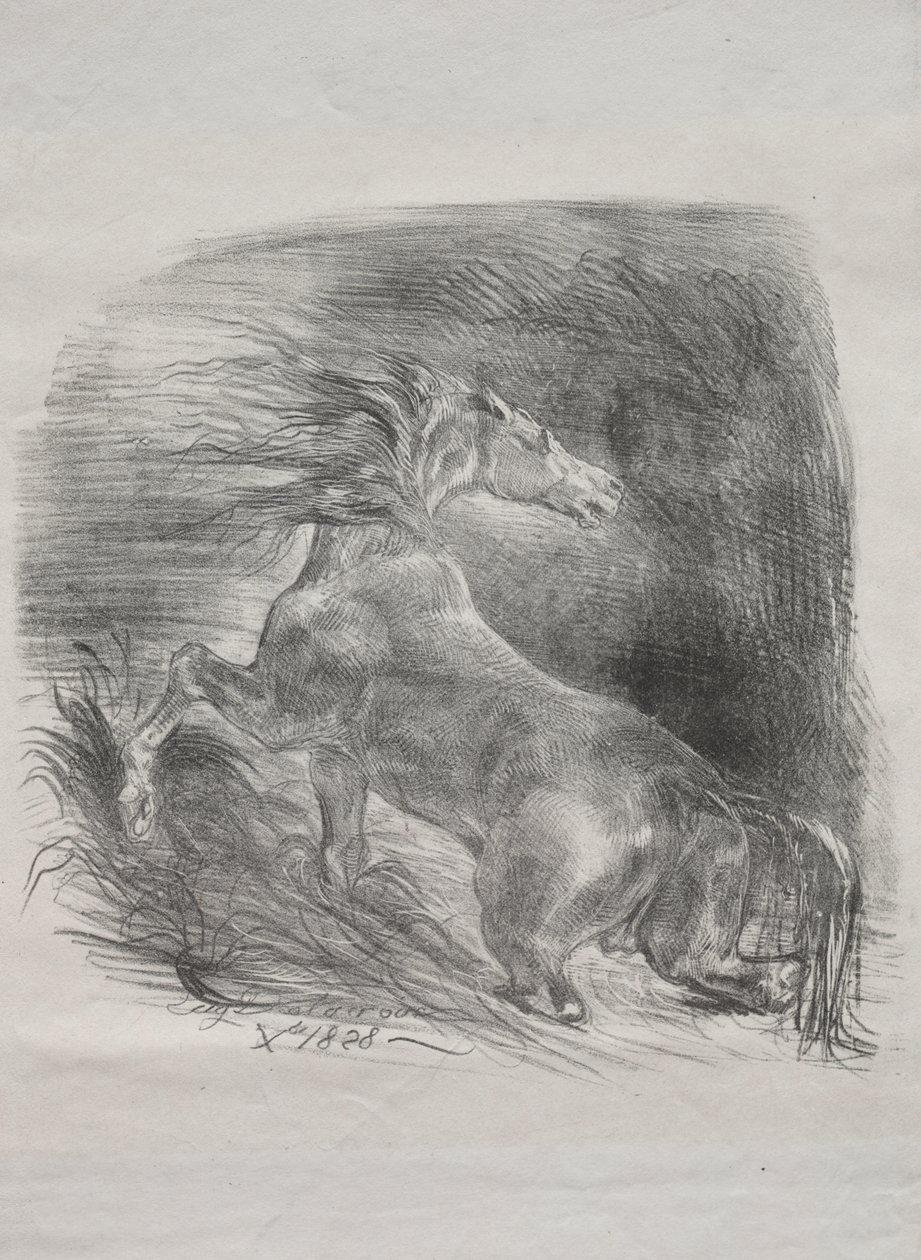 The Wild Horse, or Frightened Horse Leaving the Water by Eugène Delacroix