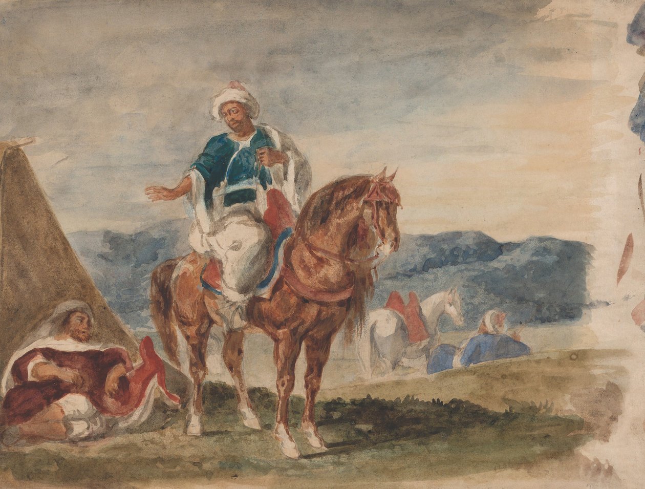 Three Arab Horsemen at an Encampment by Eugène Delacroix