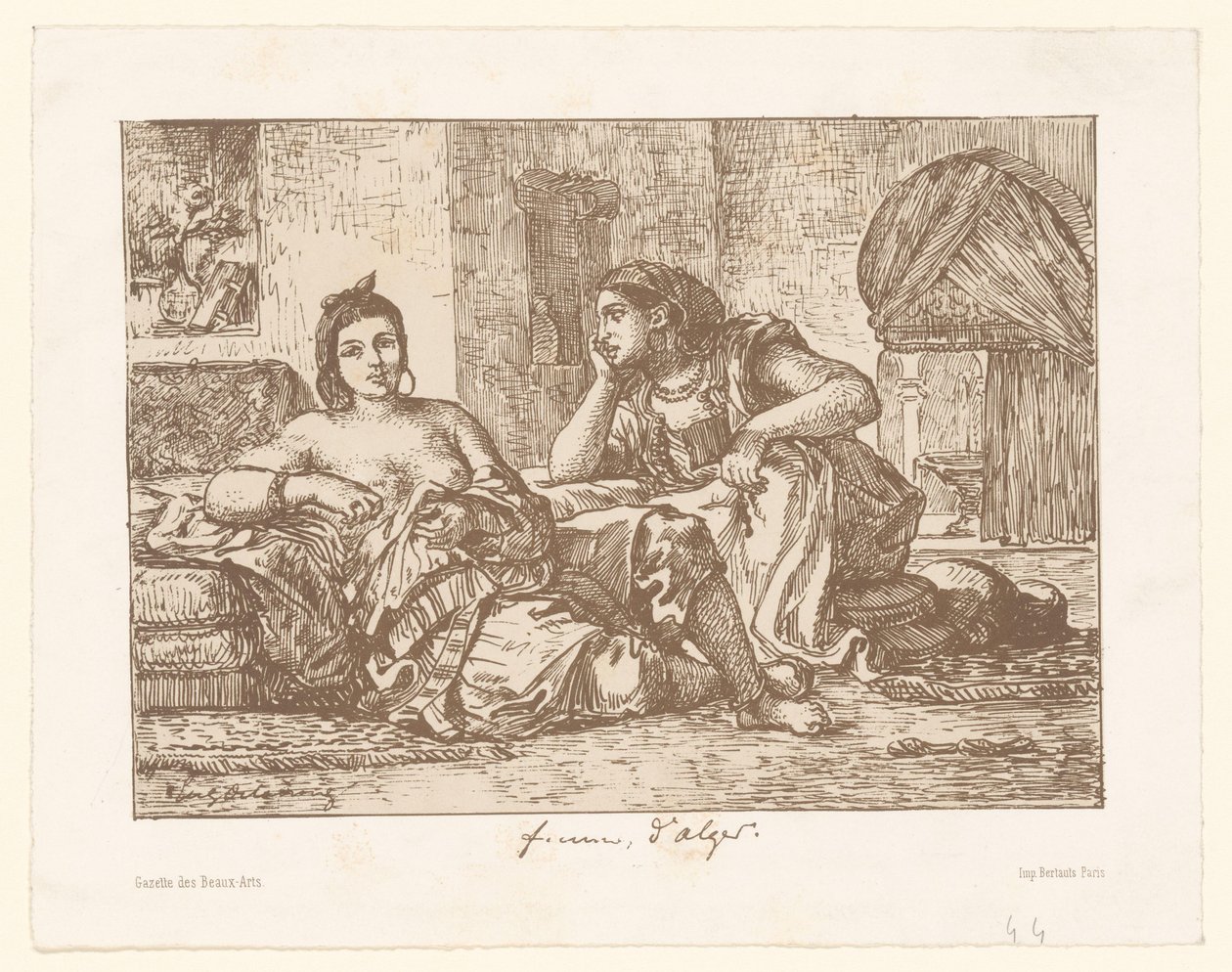Two Seated Algerian Women by Eugène Delacroix