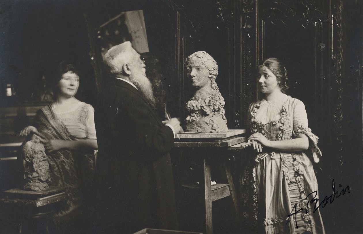 Madame Bardey, Rodin and Henriette, 31 Rue Campagne-Premiere, Paris by Eugène Druet