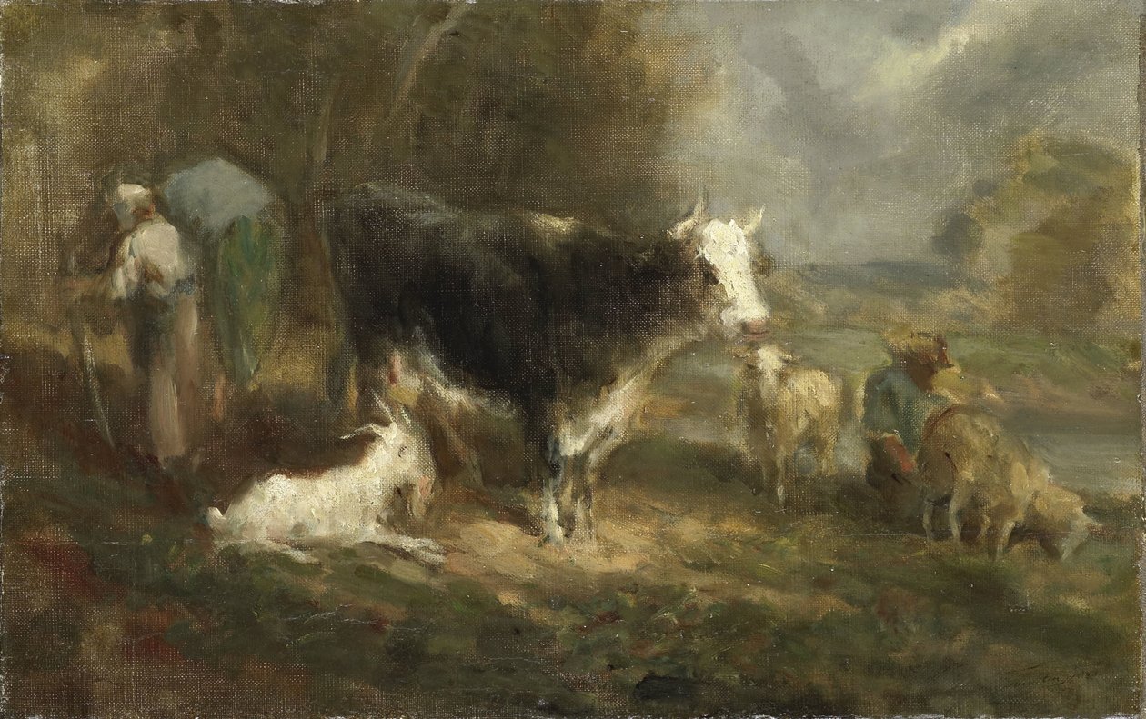 Farmyard with Cattle by Eugène Fromentin Dupeux