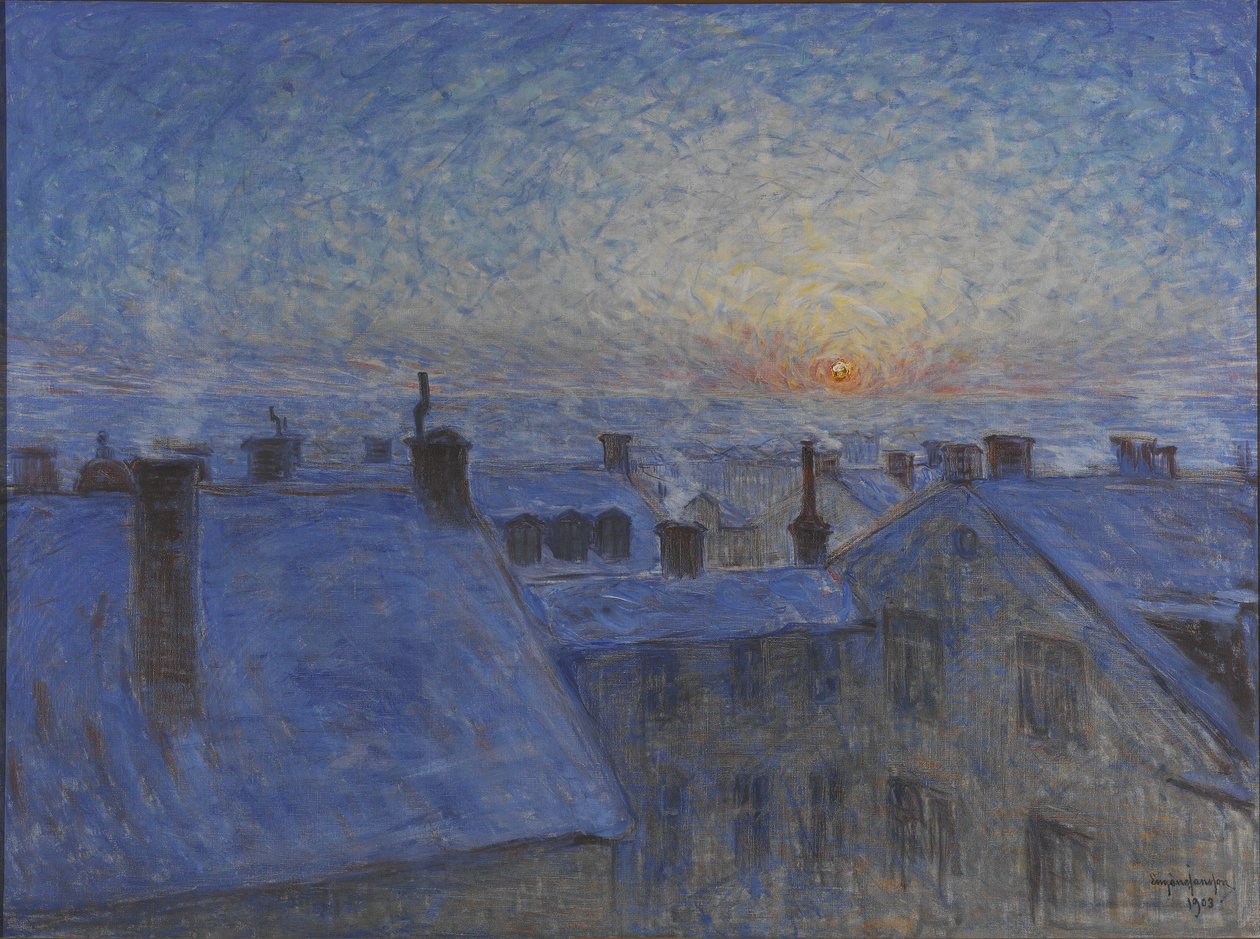 Sunrise over Stockholm Rooftops by Eugène Jansson