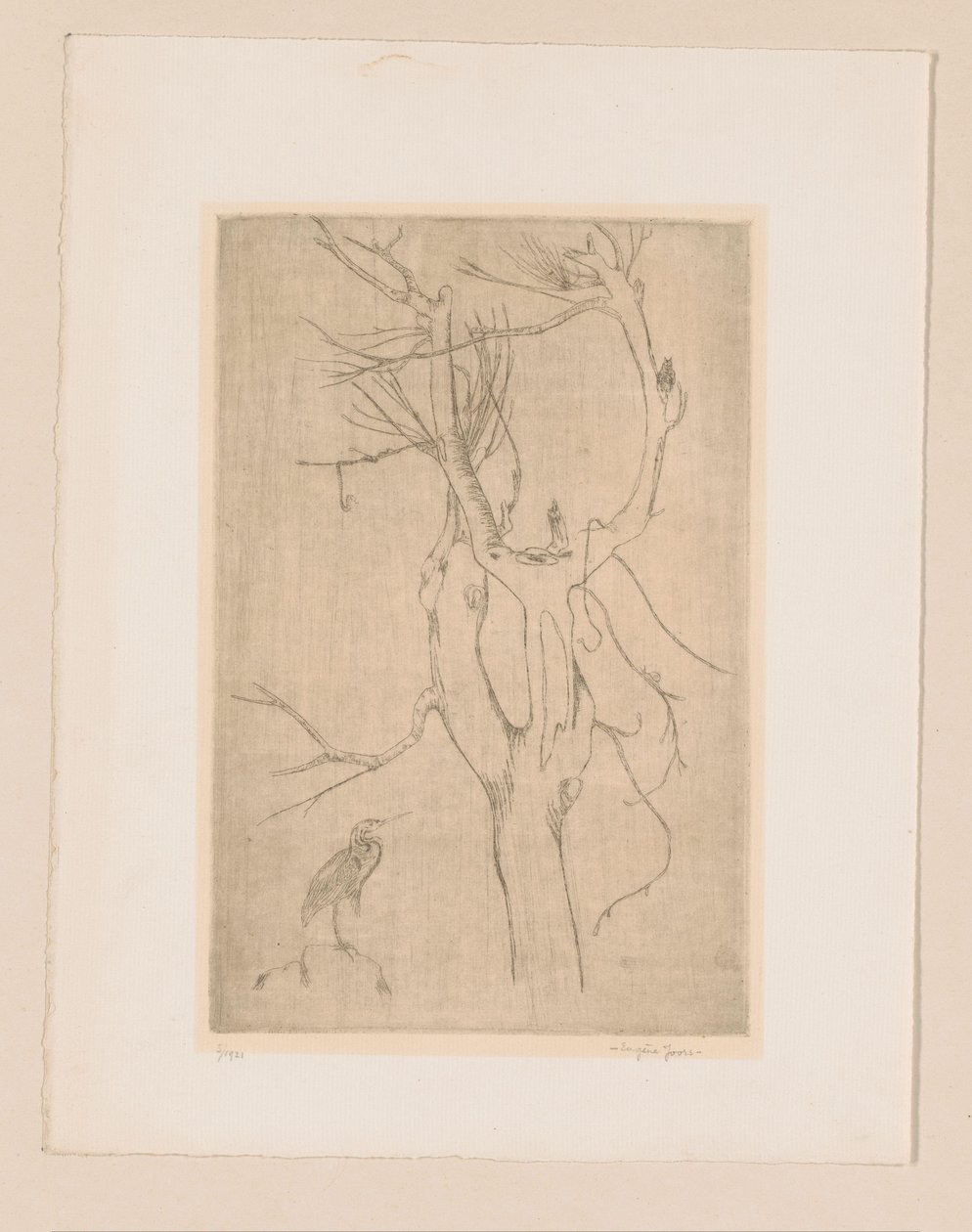 Tree and Heron by Eugène Joors (signed by artist)