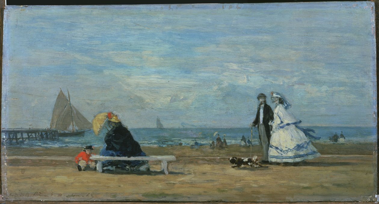 Beach at Trouville by Eugene Louis Boudin