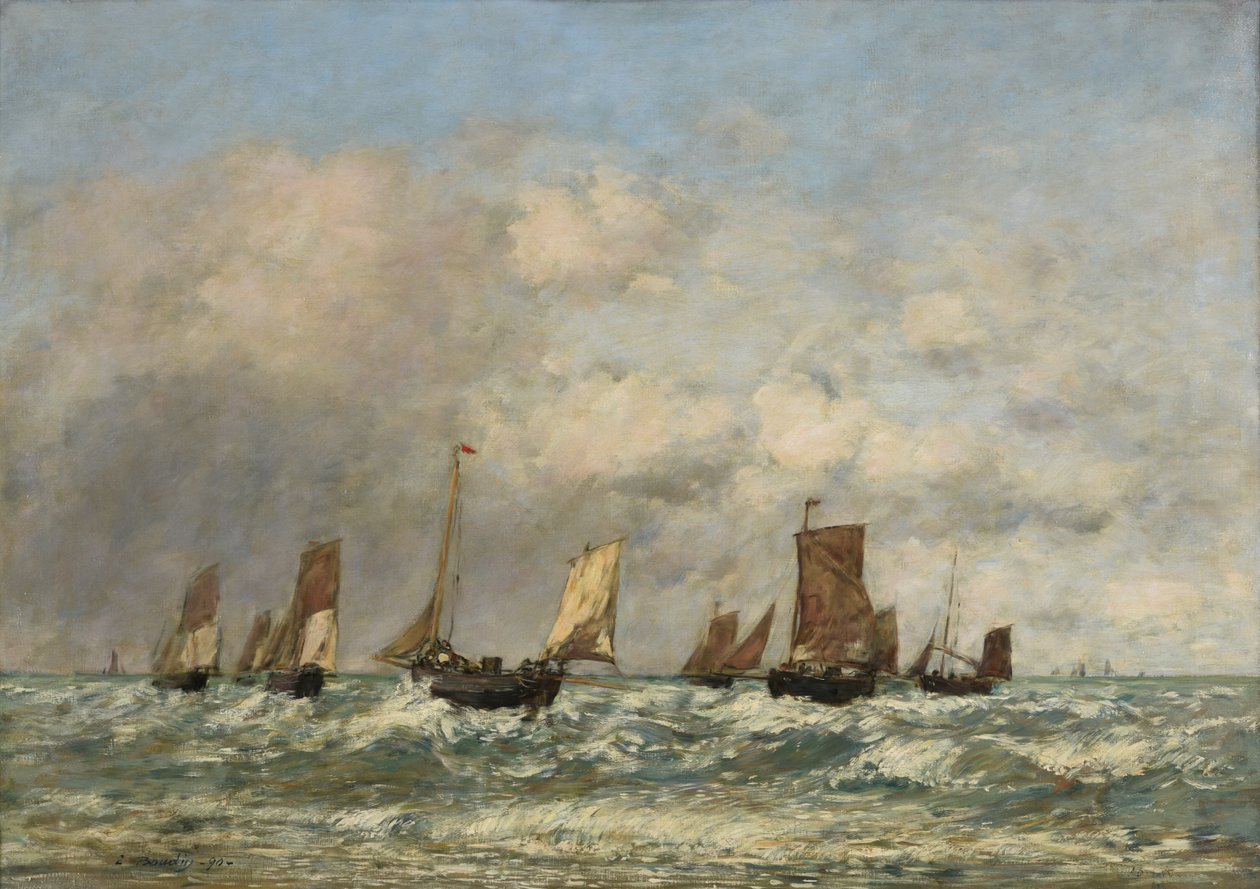 Berck: The Departure of the Boats by Eugene Louis Boudin