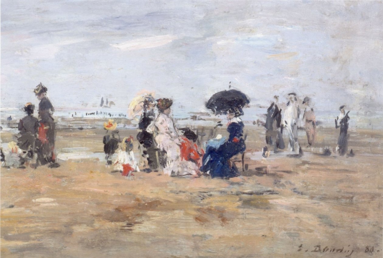 Trouville, Beach Scene by Eugene Louis Boudin